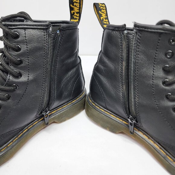 Dr. Martens Youth Size 3 1460J Black Leather Boots Combat Lace Up Side Zip - Picture 10 of 14